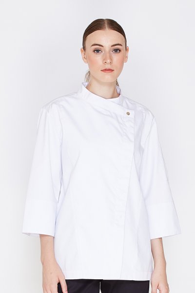 Jane White Women Chef Jacket with Press Buttons