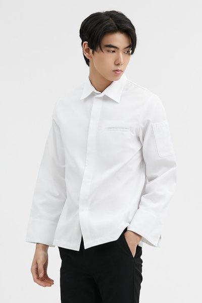 Paulo White Longsleeves Chef Shirt Jacket