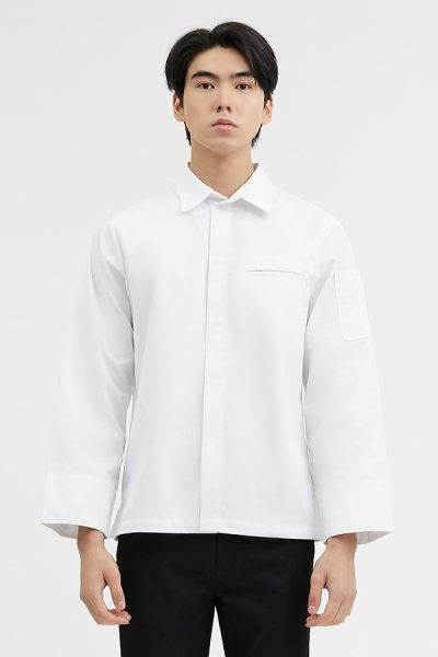 Paulo White Longsleeves Chef Shirt Jacket