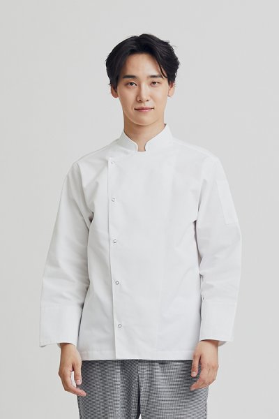Clark White Longsleeves with Back Vent Chef Jacket