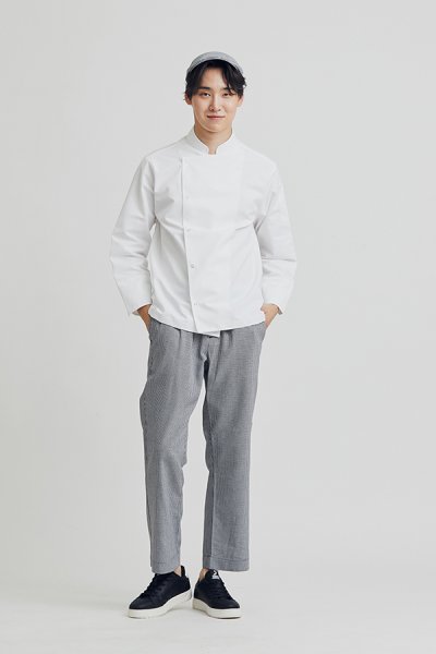 Clark White Longsleeves with Back Vent Chef Jacket