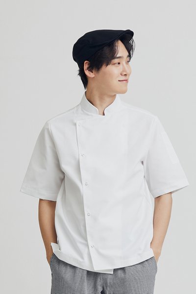 Clark White Shortsleeves with Back Vent Chef Jacket