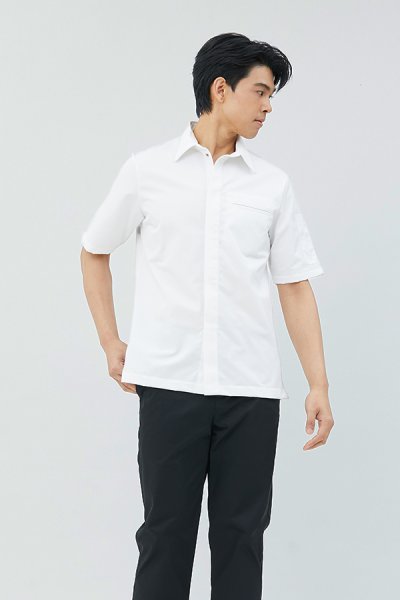 Paulo White shortsleeves Chef Shirt Jacket