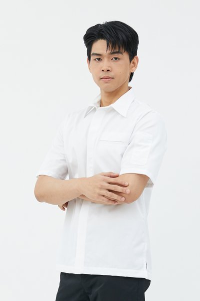 Paulo White shortsleeves Chef Shirt Jacket