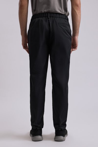 Black Elastic Waist Slim Fit Trousers