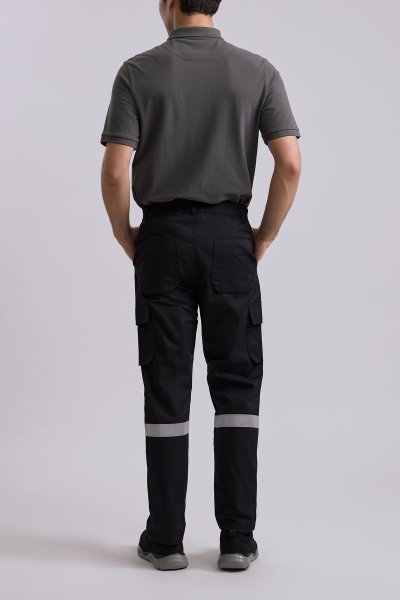 Black cargo pants with 3M reflective tape