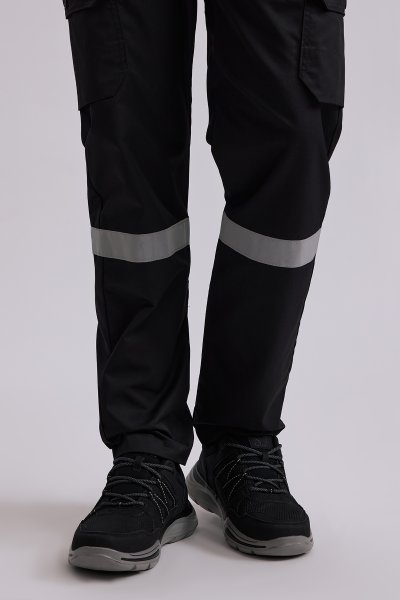 Black cargo pants with 3M reflective tape