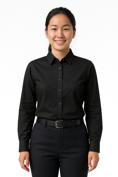 Women's black dress shirt
