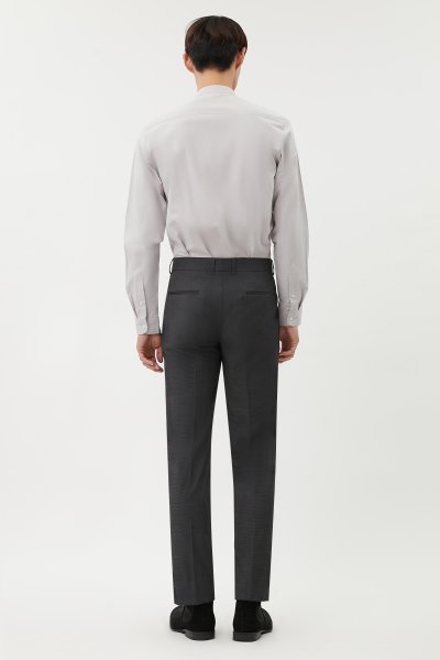 Men's Grey longsleeves oxford chinese collar shirt