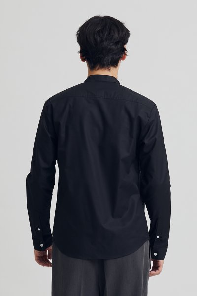 Men's black stand collar oxford shirt