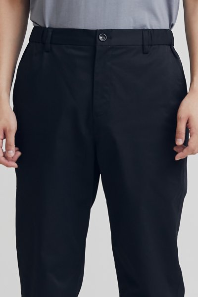 Black Elastic Waist Slim Fit Trousers