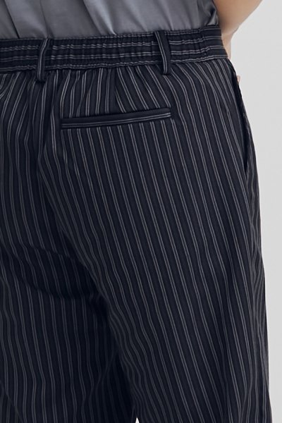 Black Stripe Elastic Waist Slim Fit Trousers