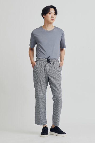 Checkered Elastic Waist Chef Trousers