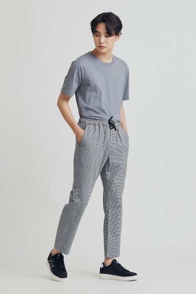 Checkered Elastic Waist Chef Trousers