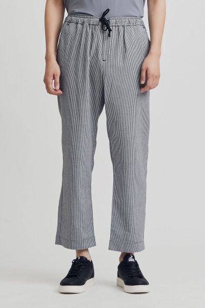 Checkered Elastic Waist Chef Trousers