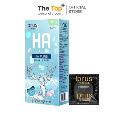 iPrus HA ถุงยางอนามัย 49 มม. ชนิดเรียบ บาง ผสมไฮยาลูรอน 1,800 mg บรรจุ 100 ชิ้น