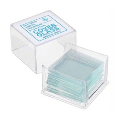 กระจกปิดสไลด์ Microscope Cover Glass ขนาด 18x18 mm. (100 แผ่น/กล่อง)