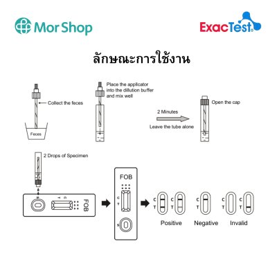 FOB Rapld Test Cassette ชุดตรวจคัดกรองมะเร็งลำใส้ด้วยอุจจาระ ยี่ห้อ ExacTest (25Test/กล่อง)