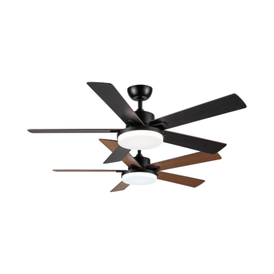 พัดลมโคมไฟ ใบพัดไม้อัด รุ่น DC52-1012-5-LBK ขนาด 52 นิ้ว สี ดำด้าน/ น้ำตาลเข้มลายไม้,น้ำตาลอ่อนลายไม้