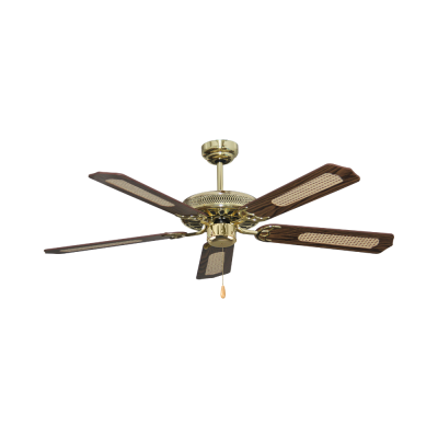 พัดลมเพดาน ใบพัดไม้อัดเครือบ UV รุ่น FS552-PB ขนาด 52 นิ้ว สีทอง