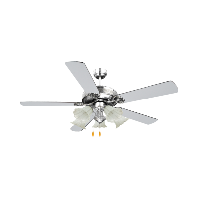 พัดลมโคมไฟ ใบพัดไม้อัดเคลือบ UV รุ่นML-552-5L-CH/PB ขนาด 52 นิ้ว สีเงินคาดทอง