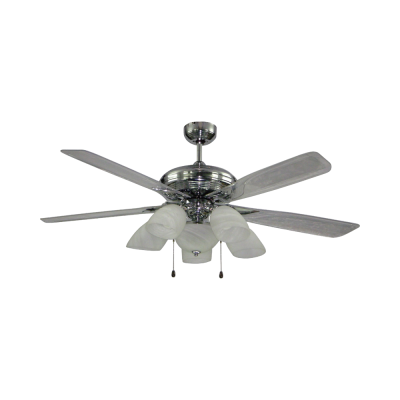 พัดลมโคมไฟ ใบพัดอะคริลิค รุ่น S M02-566 YCL ขนาด 56 นิ้ว สีโครเมียม, ชาใส