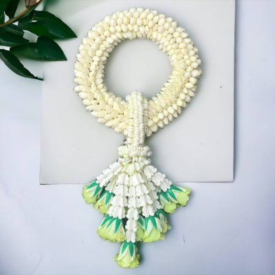 พวงมาลัยมะลิรัดข้อลักอุบะพุ่มสีเขียว