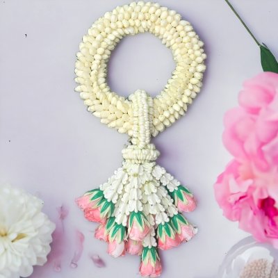 พวงมาลัยมะลิรัดข้อลักอุบะพุ่มสีชมพู