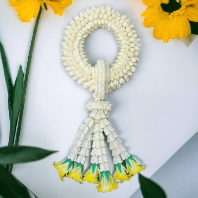 พวงมาลัยมะลิรัดข้อลักอุบะแขกสีเหลือง