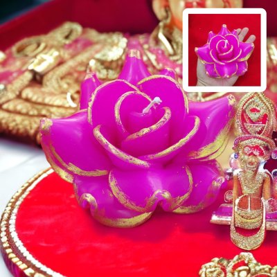 เทียนดอกกุหลาบใหญ่สีชมพู