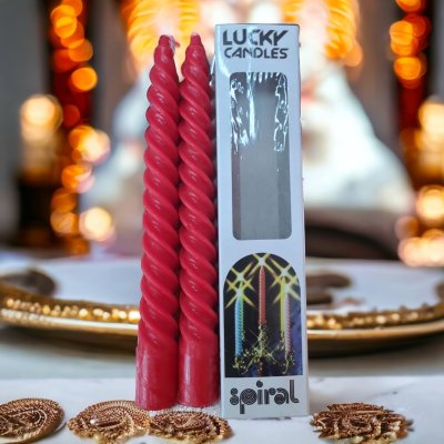 เทียนเกลียวสีแดงยาว 8 นิ้ว 1 คู่