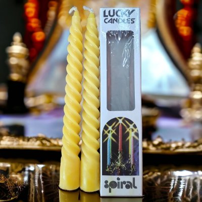 เทียนเกลียวสีเหลืองยาว 8 นิ้ว 1 คู่