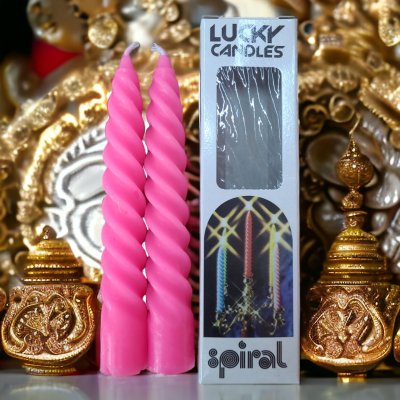 เทียนเกลียวสีชมพูยาว 6 นิ้ว 1 คู่