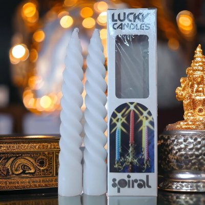 เทียนเกลียวสีขาวยาว 6 นิ้ว 1 คู่