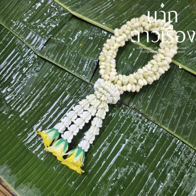 พวงมาลัยมะลิกลางอุบะแขกดอกข่าสี(ลูกค้าเลือกสีได้8สี)