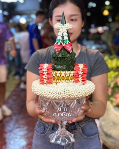 พานแก้วธูปเทียนแพรสี(ลูกค้าเลือกสีได้8สี)