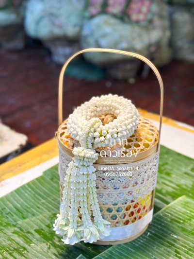 พวงมาลัยพุดใหญ่รัดข้อลักอุบะแขกยาว(เพิ่มลัก3ดอก) ลูกค้าเลือกสีได้8สี