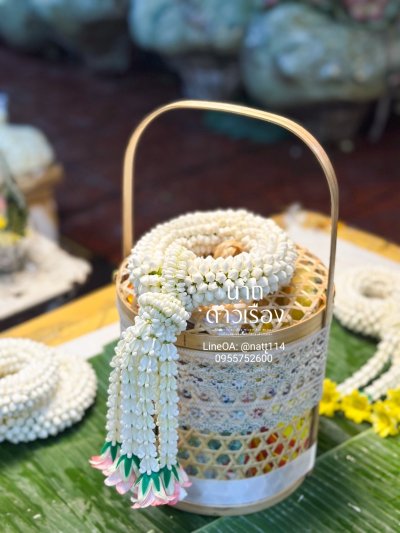 พวงมาลัยพุดใหญ่รัดข้อลักอุบะแขกยาว(เพิ่มลัก3ดอก) ลูกค้าเลือกสีได้8สี