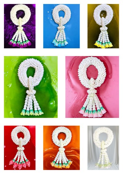 พวงมาลัยพุดใหญ่รัดข้อลักอุบะแขกสี(ลูกค้าเลือกสีได้8สี)