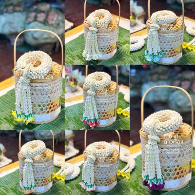 พวงมาลัยพุดใหญ่รัดข้อลักอุบะแขกยาว(เพิ่มลัก3ดอก) ลูกค้าเลือกสีได้8สี