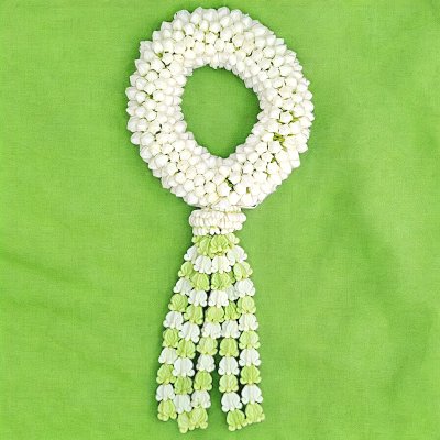 พวงมาลัยพุดใหญ่อุบะดอกลักสีขาวสลับ(ลูกค้าเลือกสีได้8สี)