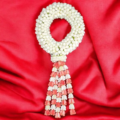 พวงมาลัยพุดใหญ่อุบะดอกลักสีขาวสลับ(ลูกค้าเลือกสีได้8สี)