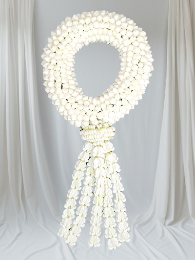 พวงมาลัยพุดใหญ่อุบะดอกลักสีขาวสลับ(ลูกค้าเลือกสีได้8สี)