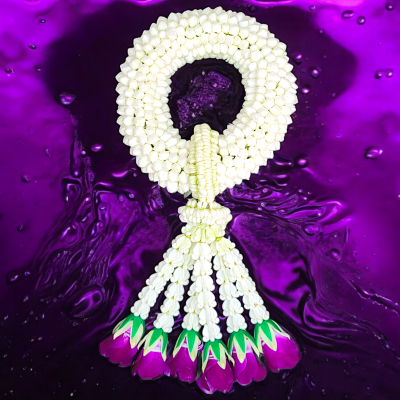 พวงมาลัยพุดใหญ่รัดข้อลักอุบะแขกสี(ลูกค้าเลือกสีได้8สี)