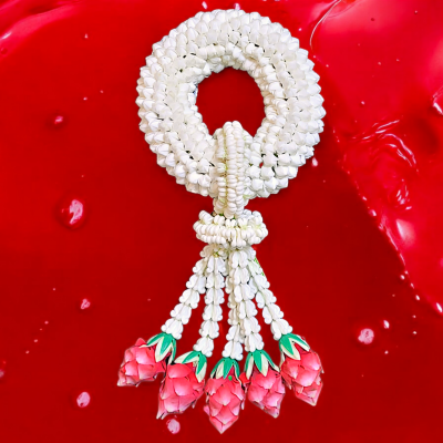 พวงมาลัยพุดใหญ่รัดข้อลักอุบะแขกสี(ลูกค้าเลือกสีได้8สี)