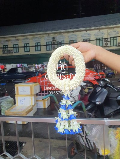 พวงมาลัยพุดเล็กรัดข้อเกี้ยวลักวังอุบะพุ่มยาวสี(ลูกค้าเลือกสีได้8สี)