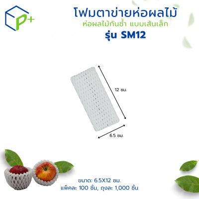 {ยกถุง} โฟมตาข่ายห่อผลไม้ ห่อผลไม้กันช้ำ แบบเส้นเล็ก รุ่น SM12 ถุงละ 1,000 ชิ้น สีขาว