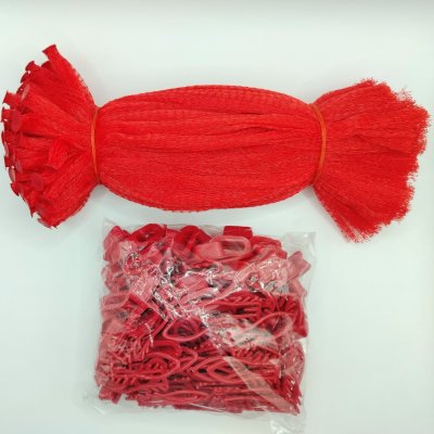 ถุงตาข่ายใส่ผลไม้แบบ S ตาข่ายยาว 36 ซม. แพ็คละ 100 ชิ้น ตาข่ายพลาสติกแบบหิ้วได้ จำหน่ายพร้อมตัวล็อคถุงตาข่าย  มี 6 สีให้เลือก ตาข่ายอเนกประสงค์