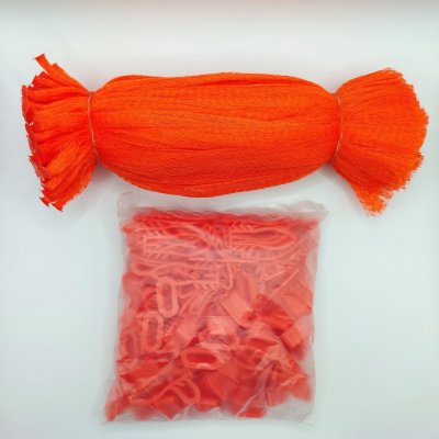 ถุงตาข่ายใส่ผลไม้แบบ S ตาข่ายยาว 36 ซม. แพ็คละ 100 ชิ้น ตาข่ายพลาสติกแบบหิ้วได้ จำหน่ายพร้อมตัวล็อคถุงตาข่าย  มี 6 สีให้เลือก ตาข่ายอเนกประสงค์