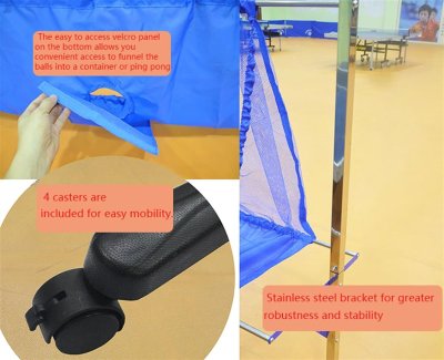 Movable Table Tennis Ball Net Outdoor Ping Pong Practice Net with Wheels for Multi Ball Exercises or Robot Serve Launcher Exercise